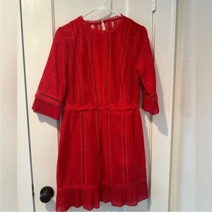 Red Reiss Freya Lace Detail Dress